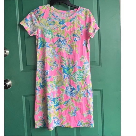 Lilly Pulitzer Dresses & Skirts - LILLY PULITZER 💯 Pima Cotton Floral Pink Short Sleeve Dress Sz small